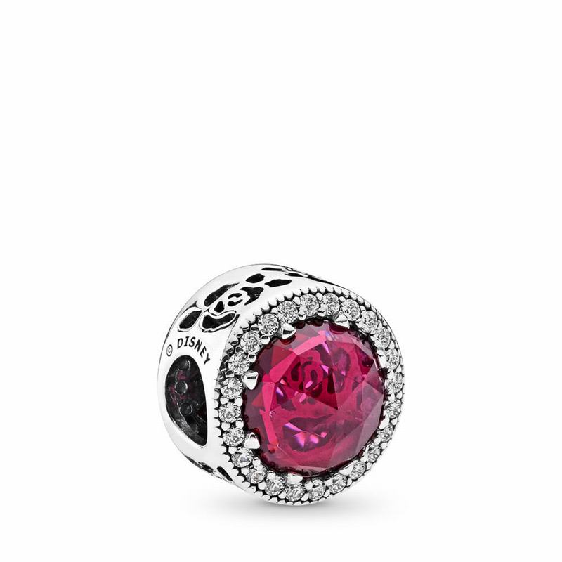 Pandora Disney Belle's Beauty And The Beast Charm Ireland - Sterling Silver/Pink/Mixed Stones - 9835